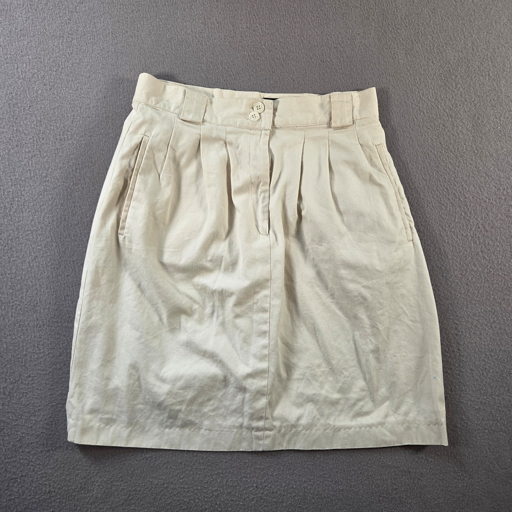 Giorgio Sant'Angelo Skirt Womens 12 Khaki Pleated Mini Cotton A Line Pencil